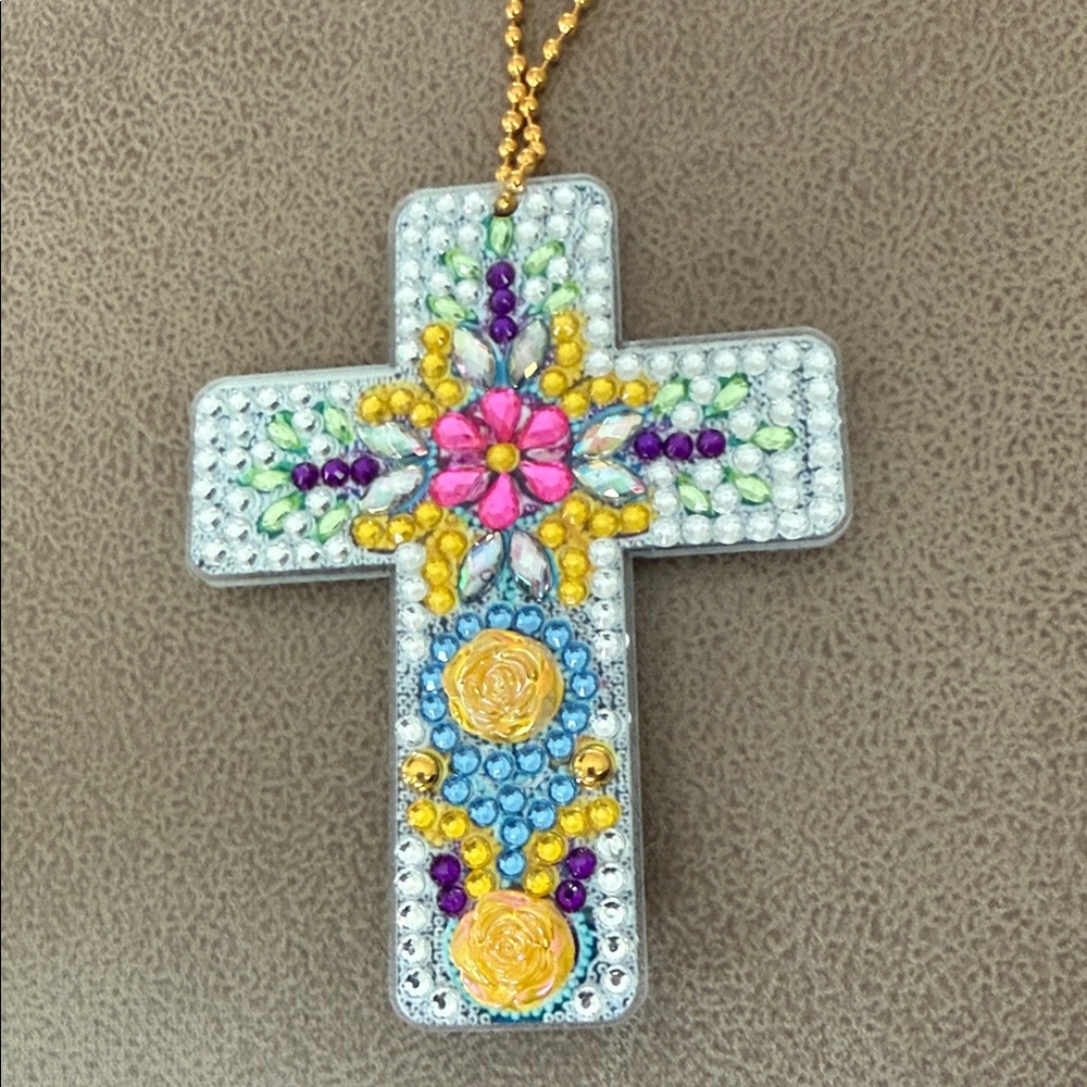 Colorful Beaded Cross Key Holder